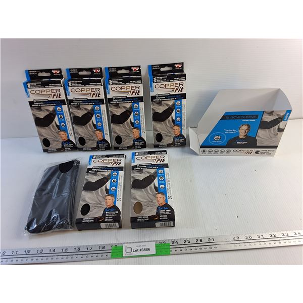 (6) Copper Fit Compression Elbow Sleeves - New, Size L