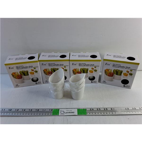 (4) Boxes of 6 Felli Mini Servers Cylinder Dishes