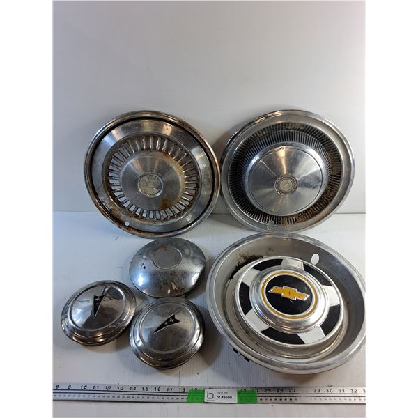 Vintage Chevy and Pontiac Hubcaps and Center Caps