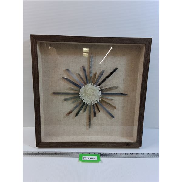 Shadow Box Crystal & Stone Wand Flower Pattern Picture - 20" x 20" x 2.5"