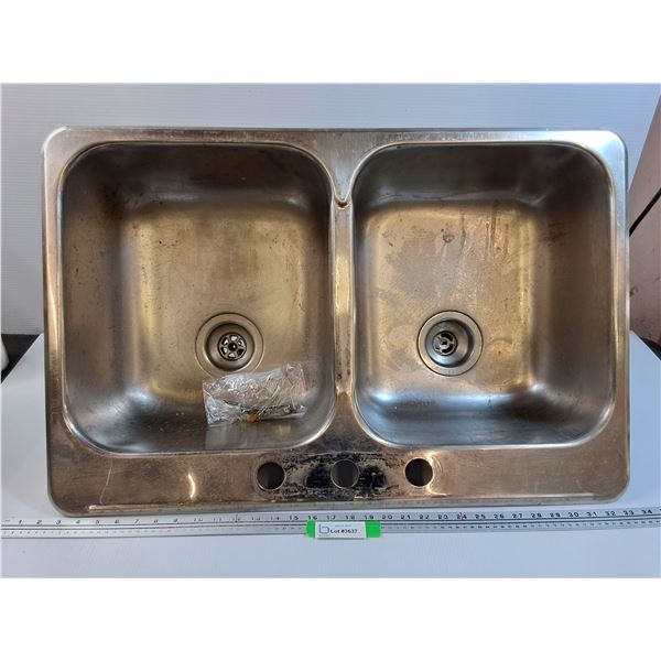Stainless Steel Double Kitchen Sink -  - 31.25" Long x 20.5" Wide x 8" Deep - CANNOT SHIP
