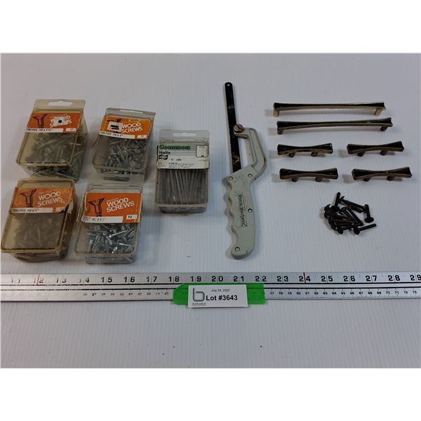 (4)#8 Screws, 3" Nails, Small Hacksaw Handles With Hardware