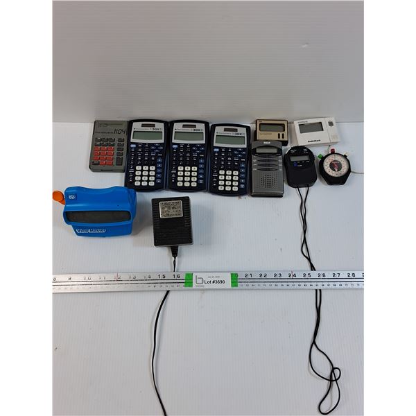 (3)Texas Instrument Scientific Calculator, Texas Calculator, (2)Thermometer, Audio Recorder, Stopwat