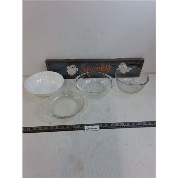 "Spooky" Framed Decor - 24" x 5.5", Mixing Bowls, Lid