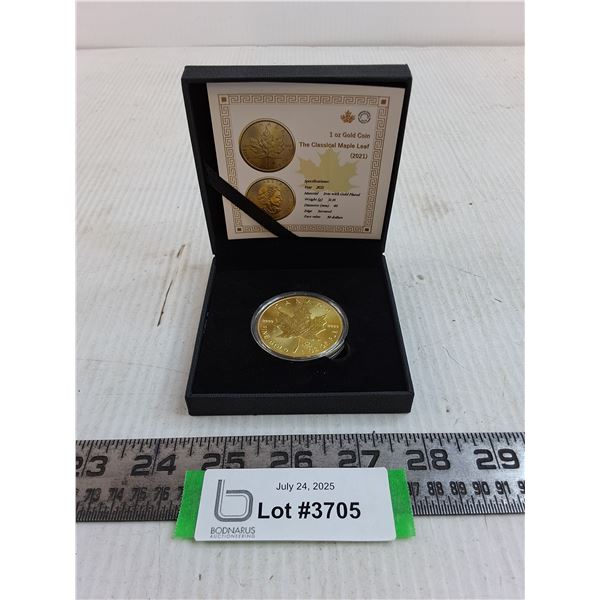 Replica $50 Canadian 1oz "Gold" Coin in Case