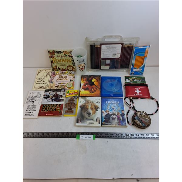 DVD Movies, Sticker Books, Pencil Sets, First Aid, Misc.