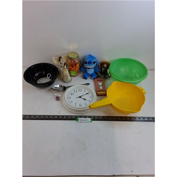 Mixing Bowl, Colanders, Wall Clock, Angel Table Decor, Scented Candle, Misc.