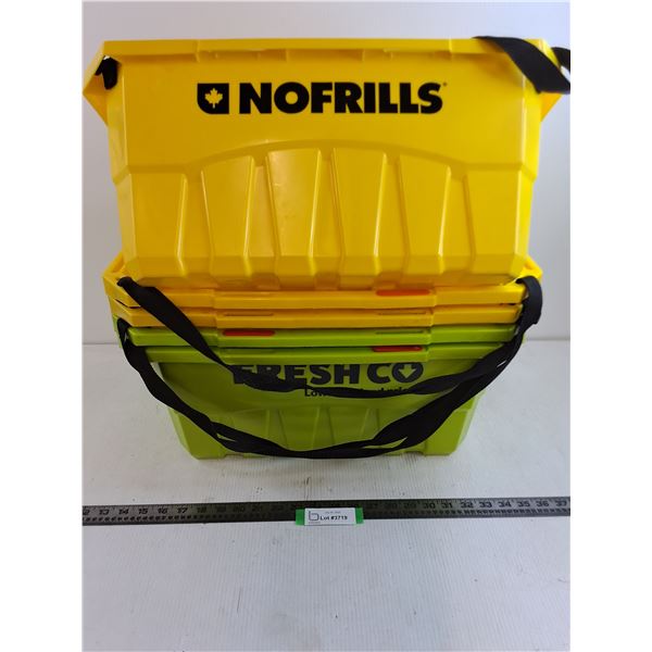 (5) Plastic "No Frills" & "Freshco" Shopping Baskets - 21x14x9" - PICK UP