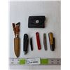 Image 1 : (6) Pocket Knives, Sheath and Pouch Up to 6.25" Long