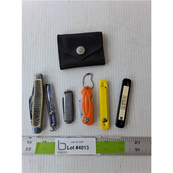 (6) Pocket Knives & Sheath Up to 6" Long