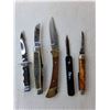 Image 2 : (5) Pocket Knives, Sheath & Pouch Up to 7" Long