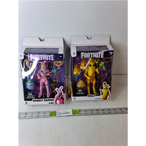 (2) Fortnite Figurines- Peely & Rabbit Raider, Sealed