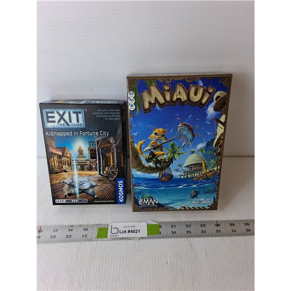 (2) Board Games- Miaui & Exit the Game- Kidnapped in Fortune City