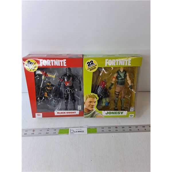 (2) Fortnite Figurines- Jonesy & Black Knight, Sealed