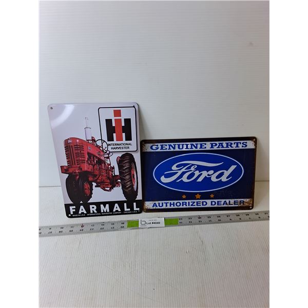 (2) 11.5" x 8" Metal Signs- Ford & Farmall