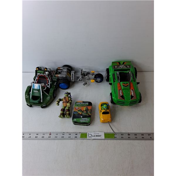 (3) Teenage Mutant Ninja Turtles Vehicles, (2) Figurines & Puzzle- Sealed