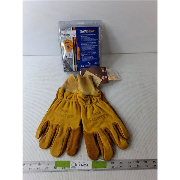 New Firefighter Gloves-XXL & Easyheat Waterpipe Heating Cable 6-10 Ft, Sealed