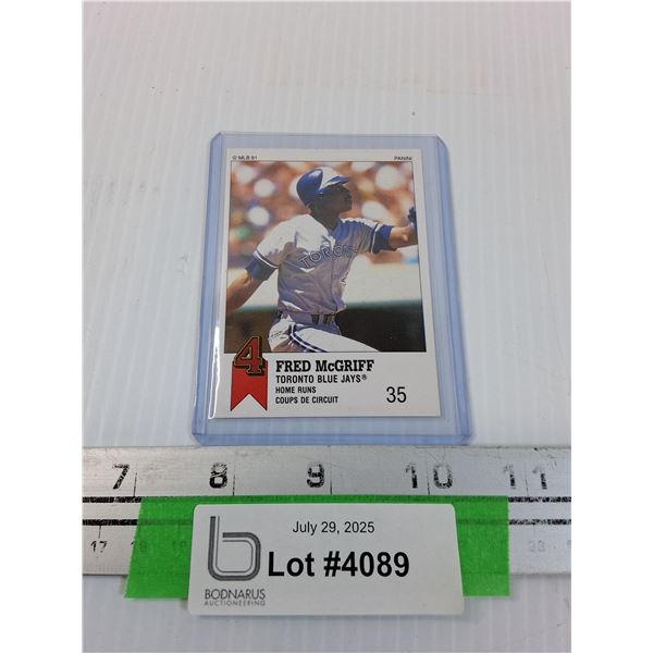 Fred McGriff Rookie Panini 1991 MLB Baseball Sticker