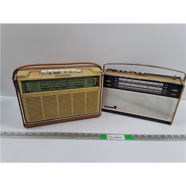 (2) Vintage/Antique Philips Portable Radios AS IS