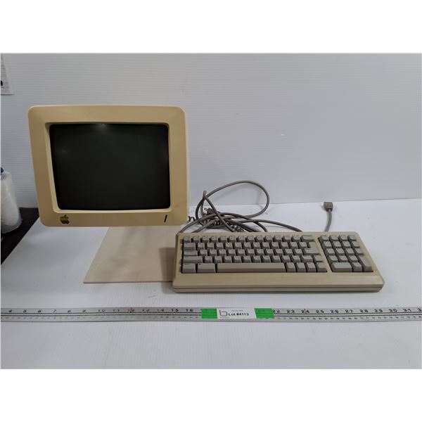 Vintage Apple Monitor and Apple Keyboard, A Cord Included AS IS