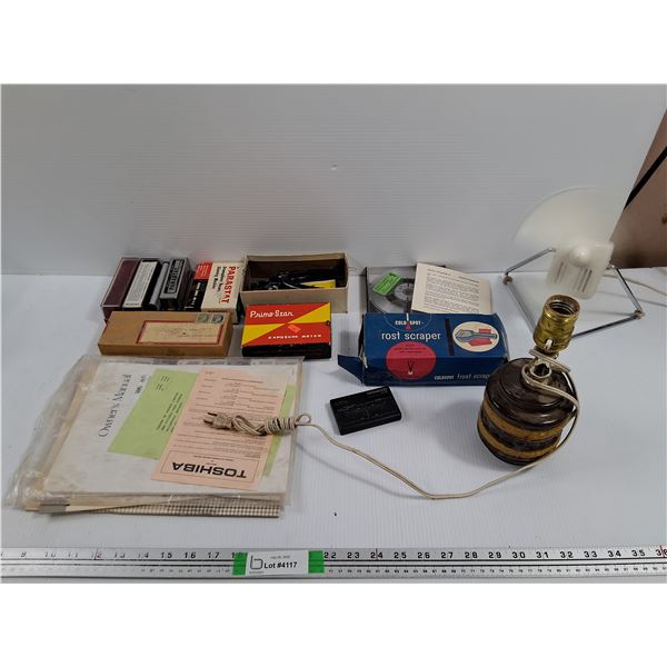 LOT:(4) Gramaphone Cleaners, Stanley Pistol Grip Saw Set, Action English Audio Tape, Poker Chips, Li