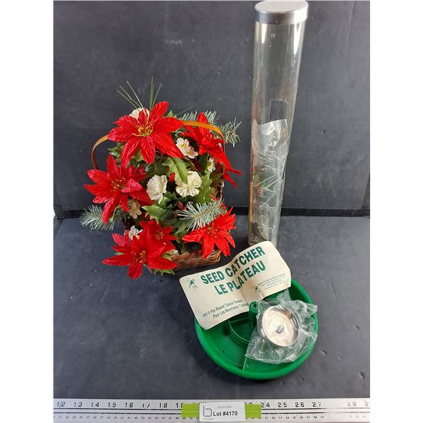 Decorative Flower Basket, Seed Catcher and Bird Feeder