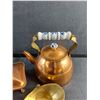 Image 3 : Copper Silent Butler & Tea Pot and Brass Candle Holders