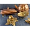 Image 5 : Copper Silent Butler & Tea Pot and Brass Candle Holders