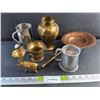 Image 1 : Beerstein, Brass Vase, Candle Holders and Copper Footed Dish