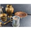 Image 4 : Beerstein, Brass Vase, Candle Holders and Copper Footed Dish