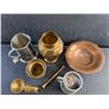 Image 5 : Beerstein, Brass Vase, Candle Holders and Copper Footed Dish