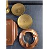 Image 3 : Brass Pitcher, Lidded Candy Dish, Candle Holders, Copper Serving Tray and Ash Tray