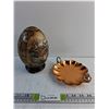 Image 1 : Decorative Porcelain Egg and Copper Dish
