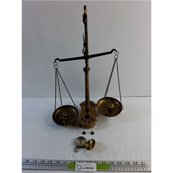 Antique Brass Scale and Compass