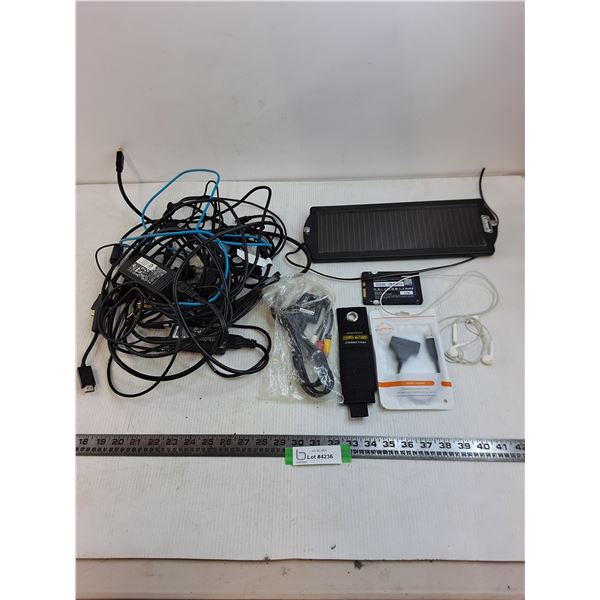 Coleman Solar Panel - Working, Fanciana 1TB Drive, Assorted Power Cords