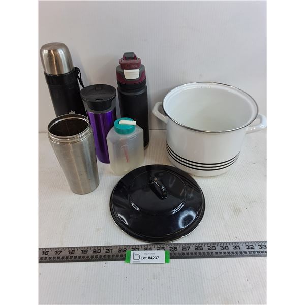 Enamel Stock Pot - Lid Doesn't Fit, Assorted Insulated Drink Containers