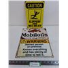 Image 1 : (3) Vintage Look 8x11" Metal Signs (Retired Person, Slippery, Mobil Oil)