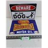 Image 1 : (2) 8x11" Metal Signs (Beware of Dog, Golden Fleece)