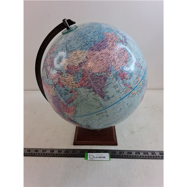 Wood Base Table Globe - 16" Tall x 12" Dia