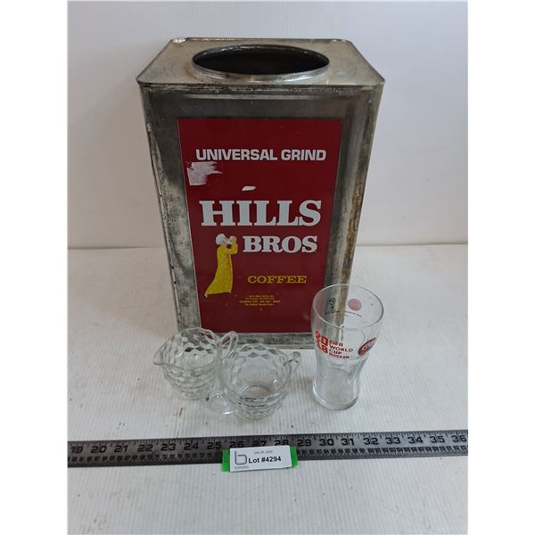 Vintage Hills Brothers Coffee Tin - 9.5x9.5x14", Vintage Cream & Sugar Set, Coca-Cola "2018 FIFA Wor