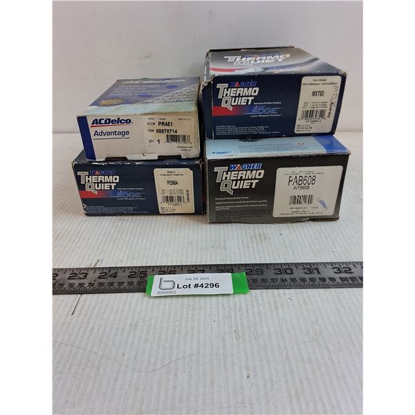 (4) Sets of Unused Brake Pads/Shoes (3-Wagner Thermo Quiet, AC Delco Advantage)