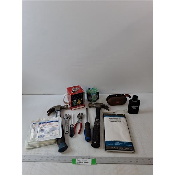 Tools, Speaker, Coffee Mug, Candle, Compresses, Cologne,  Shower Curtain Liner