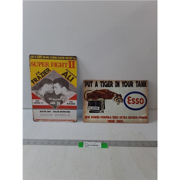 Esso Sign & Super Fight II Sign- 8" x 12"