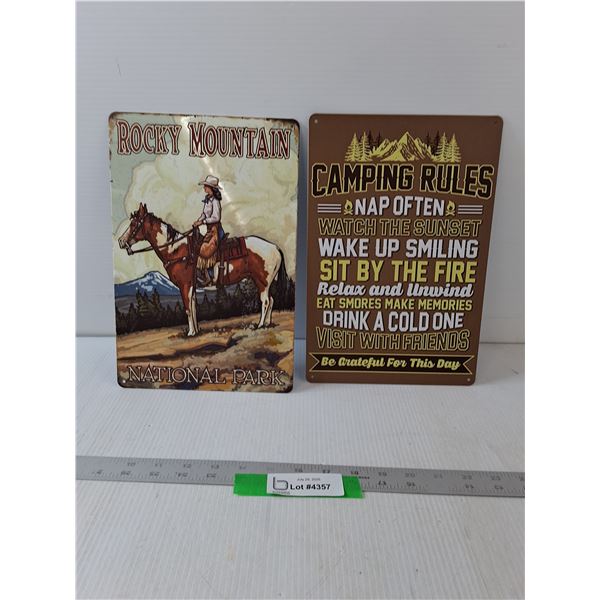 Rocky Mountain  Sign  & Camping Rules Sign- 12" x 8"