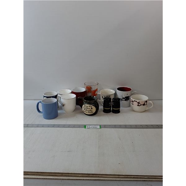 Salt & Pepper Shakers & Variety Of Cups (10)
