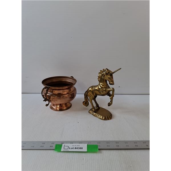 Brass Unicorn & Bowl Decorations
