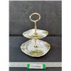 Image 1 : 2 Tier Dessert Holder- 10" x 8"- Flower Pattern