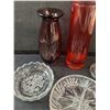 Image 2 : (2) Vases, (2) Glass Dishes & Metal Holder
