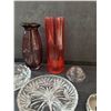 Image 3 : (2) Vases, (2) Glass Dishes & Metal Holder