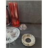Image 4 : (2) Vases, (2) Glass Dishes & Metal Holder